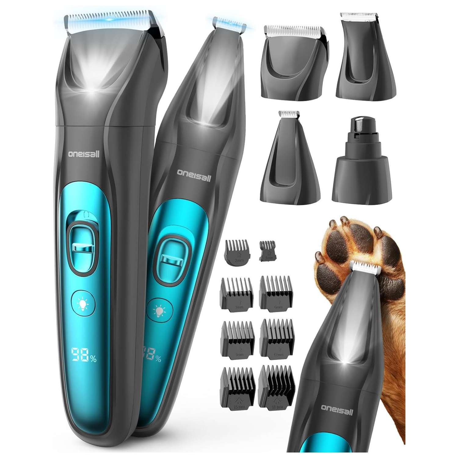 Kit de aseo 4 en 1 para perros y gatos, silencioso, inalámbrico y recargable.