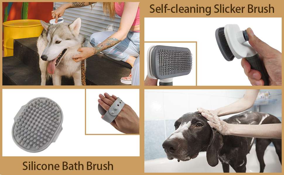 Kit de aseo 9 en 1 para perros y gatos. Incluye cepillo, cortaúñas y lima para mascotas.