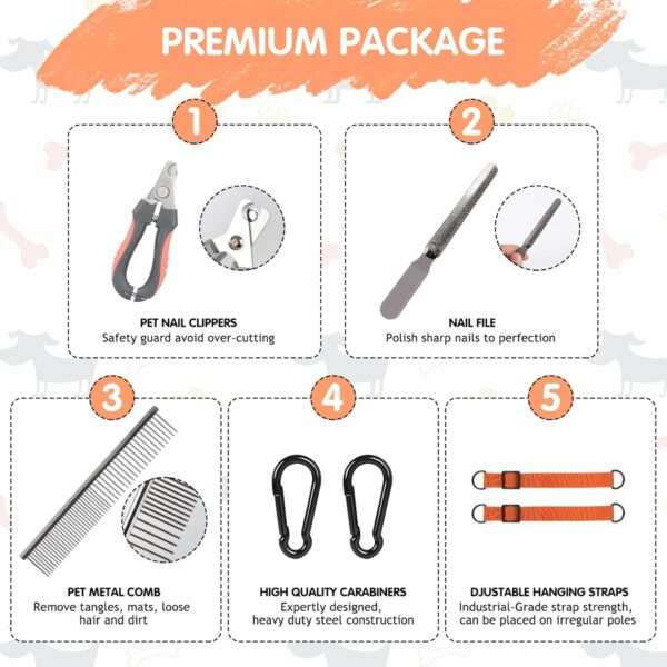Kit de aseo completo con hamaca para perros y gatos.