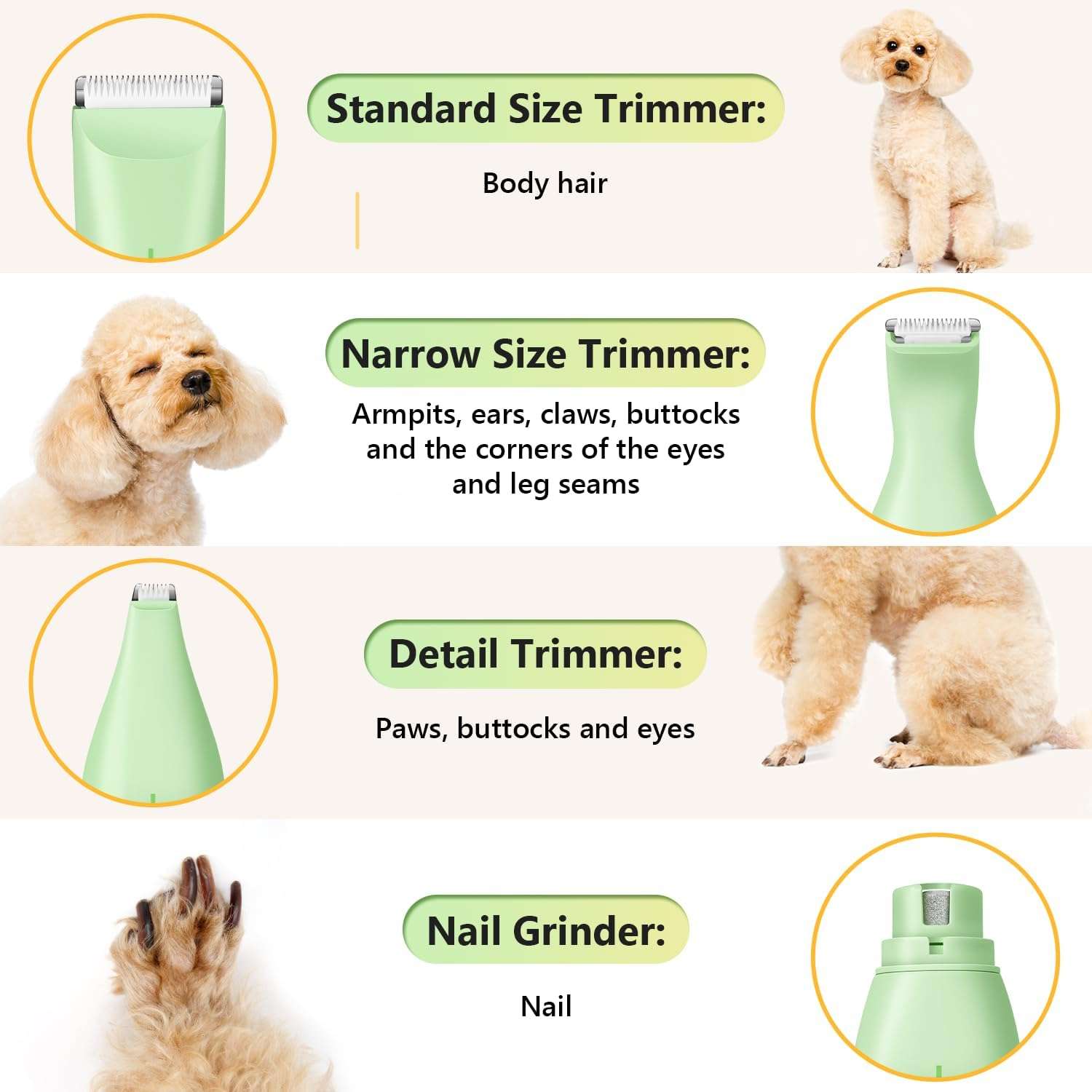 Kit de aseo 4 en 1 para perros y gatos, recargable.
