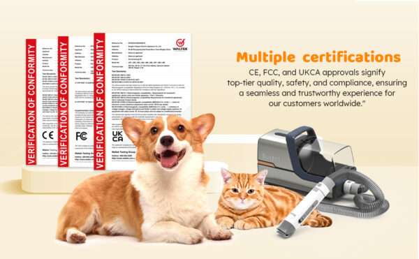 Kit profesional 5 en 1 para mascotas: Aspiradora de pelo de perro y gato con succión de 15,000 Pa.