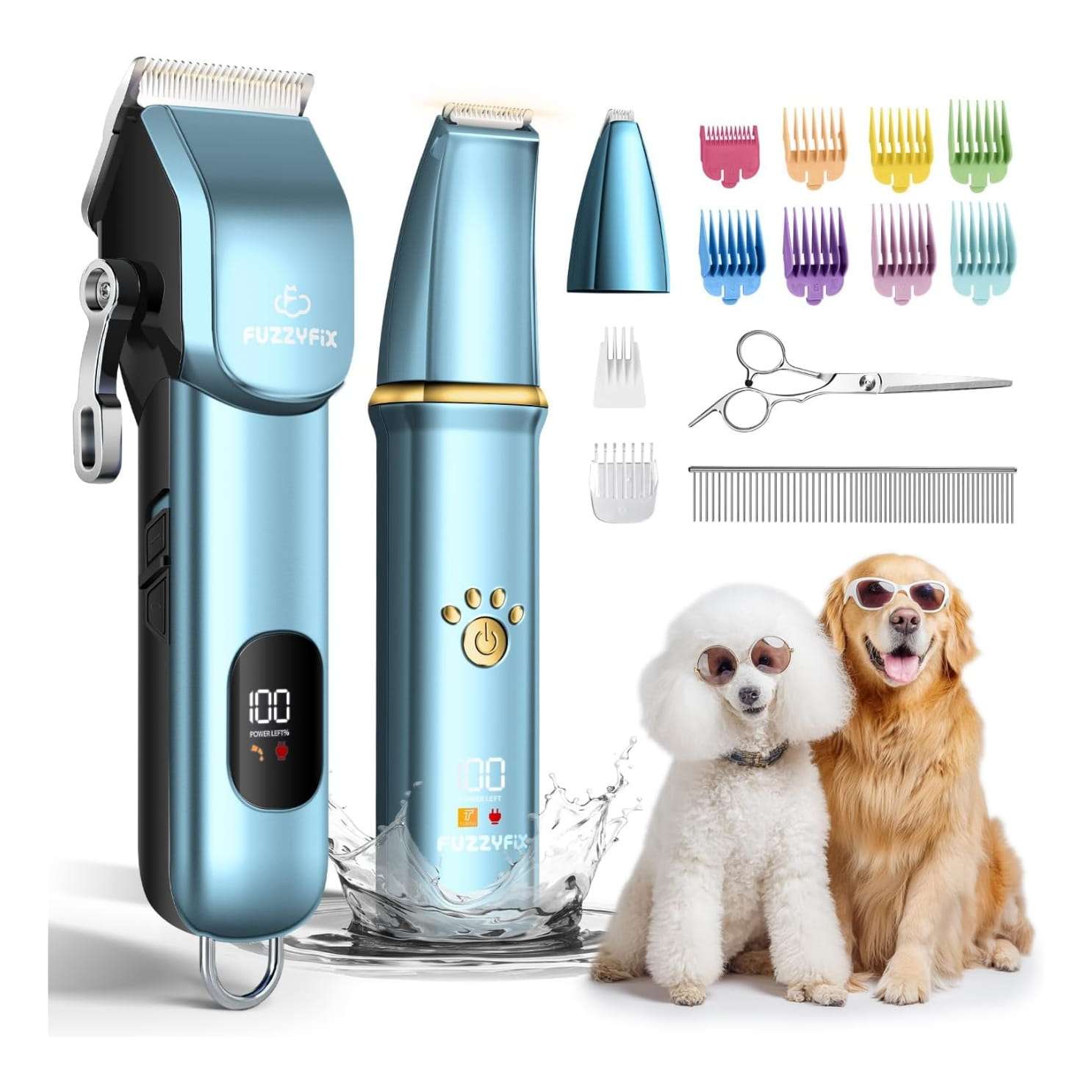 Kit de aseo profesional para perros, silencioso, inalámbrico y recargable.