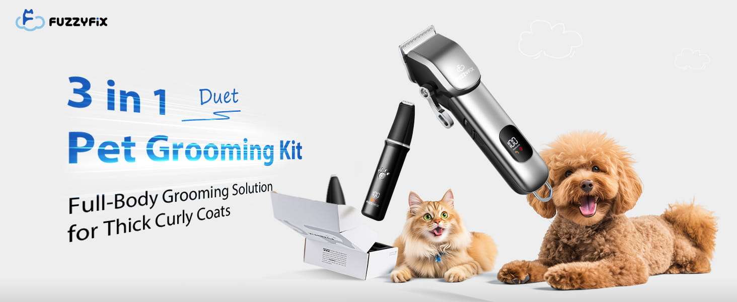 Kit de aseo profesional para perros, silencioso, inalámbrico y recargable.