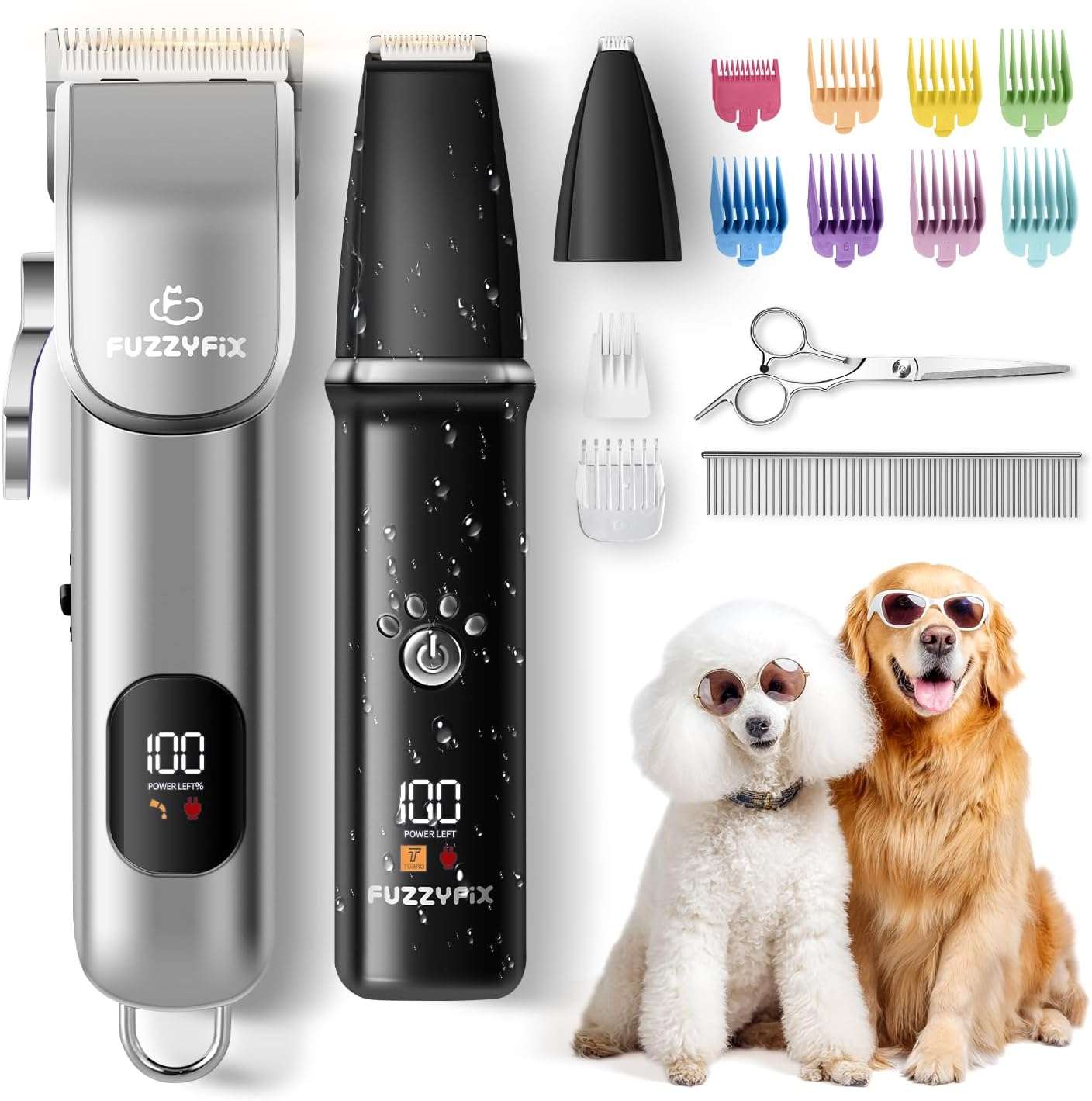 Kit de aseo profesional para perros, silencioso, inalámbrico y recargable.