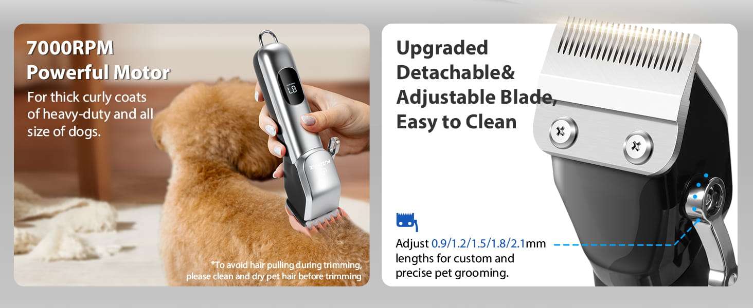 Kit de aseo profesional para perros, silencioso, inalámbrico y recargable.