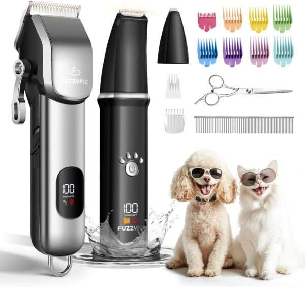 Kit de aseo profesional para perros, silencioso, inalámbrico y recargable.