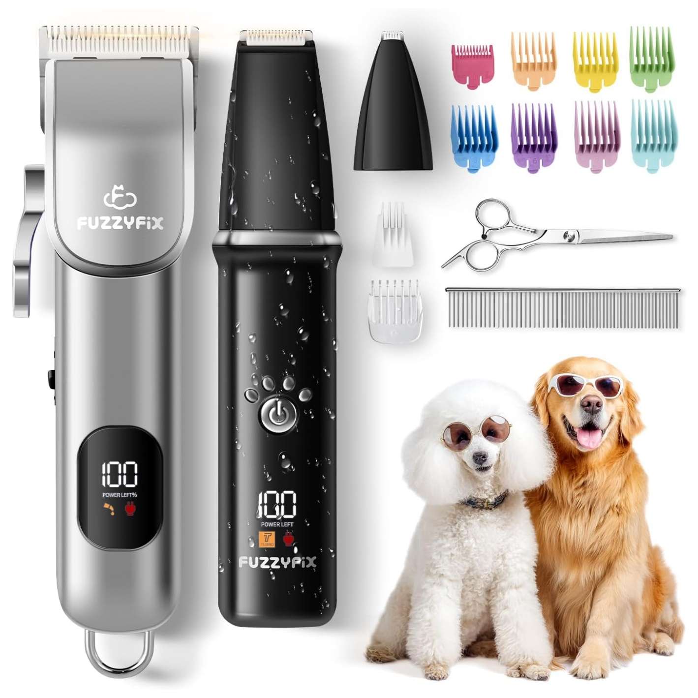 Kit de aseo profesional para perros, silencioso, inalámbrico y recargable.