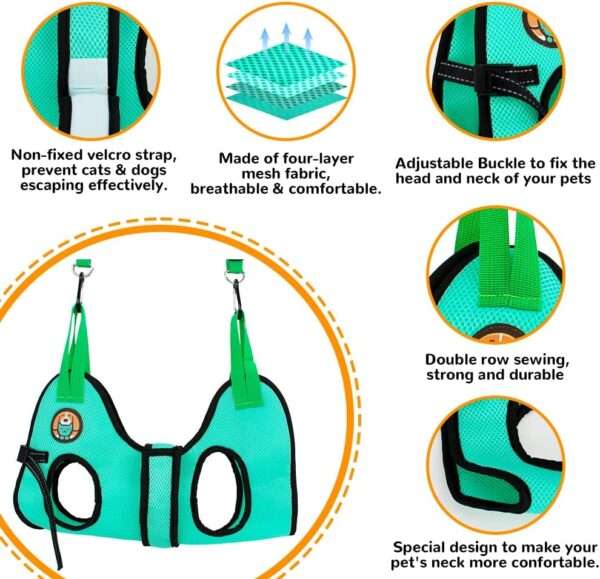 Kit de aseo para perros y gatos. Hamaca de sujeción para cortar uñas y limpiar oídos.