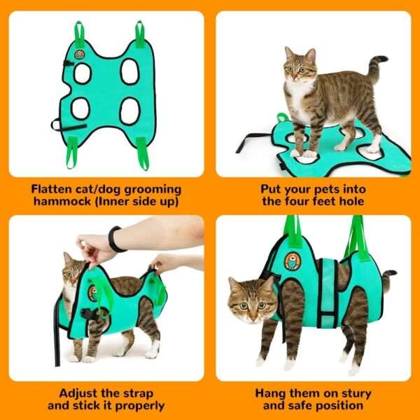 Kit de aseo para perros y gatos. Hamaca de sujeción para cortar uñas y limpiar oídos.
