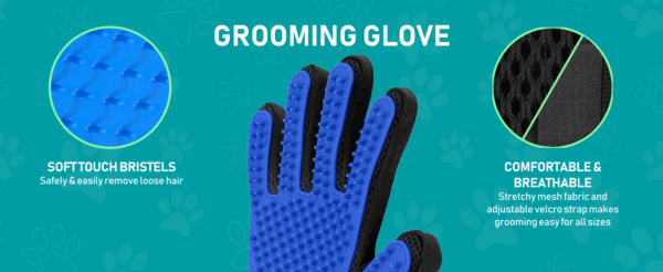 Kit de aseo para perros y gatos. Cepillo de doble cara y guantes para eliminar pelo de mascotas.