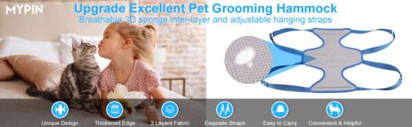 Hamaca de aseo para gatos y perros, soporte de sujeción para baño y corte de uñas sin estrés