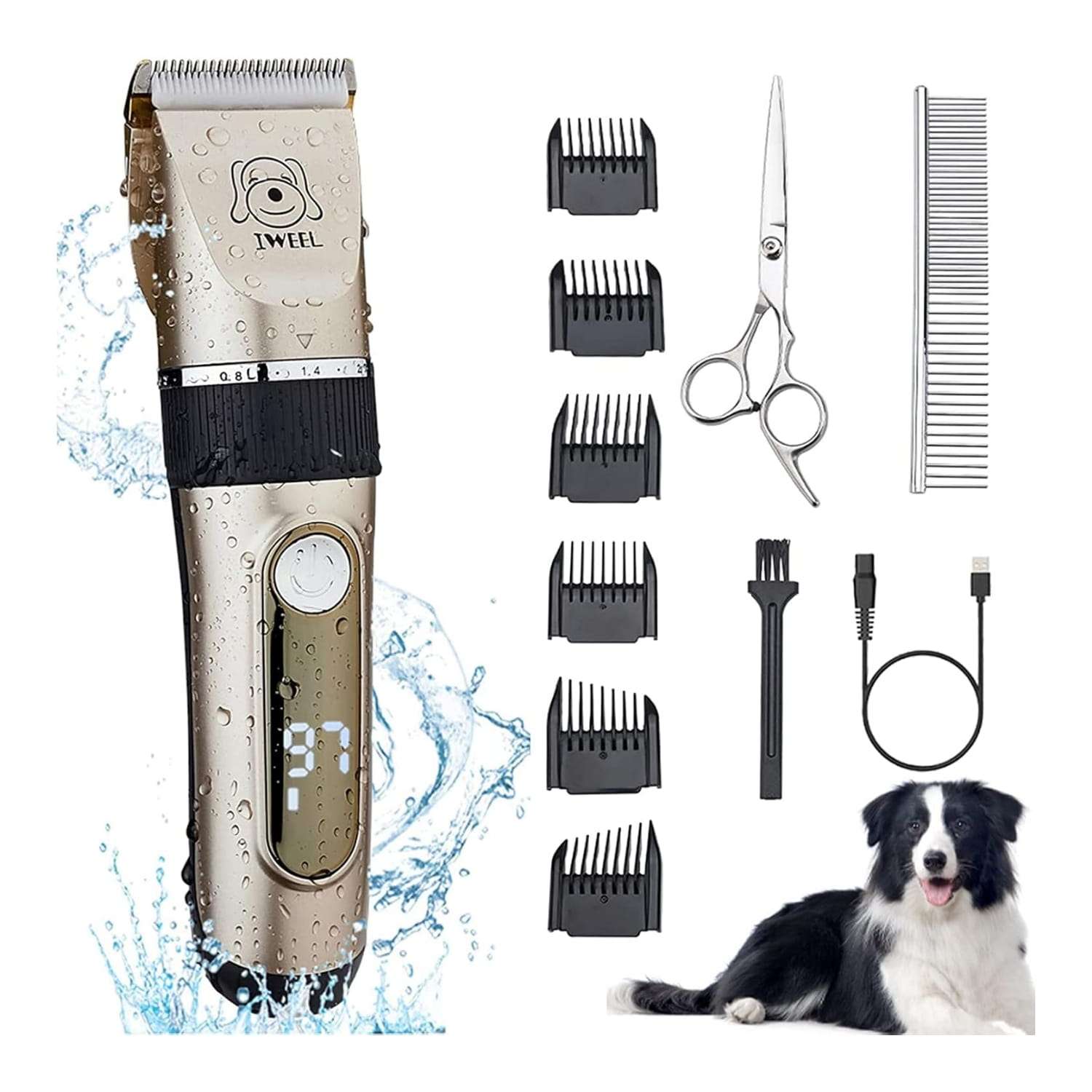 Kit de aseo para perros y gatos, silencioso, inalámbrico y recargable.