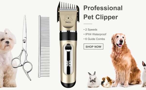 Kit de aseo para perros y gatos, silencioso, inalámbrico y recargable.