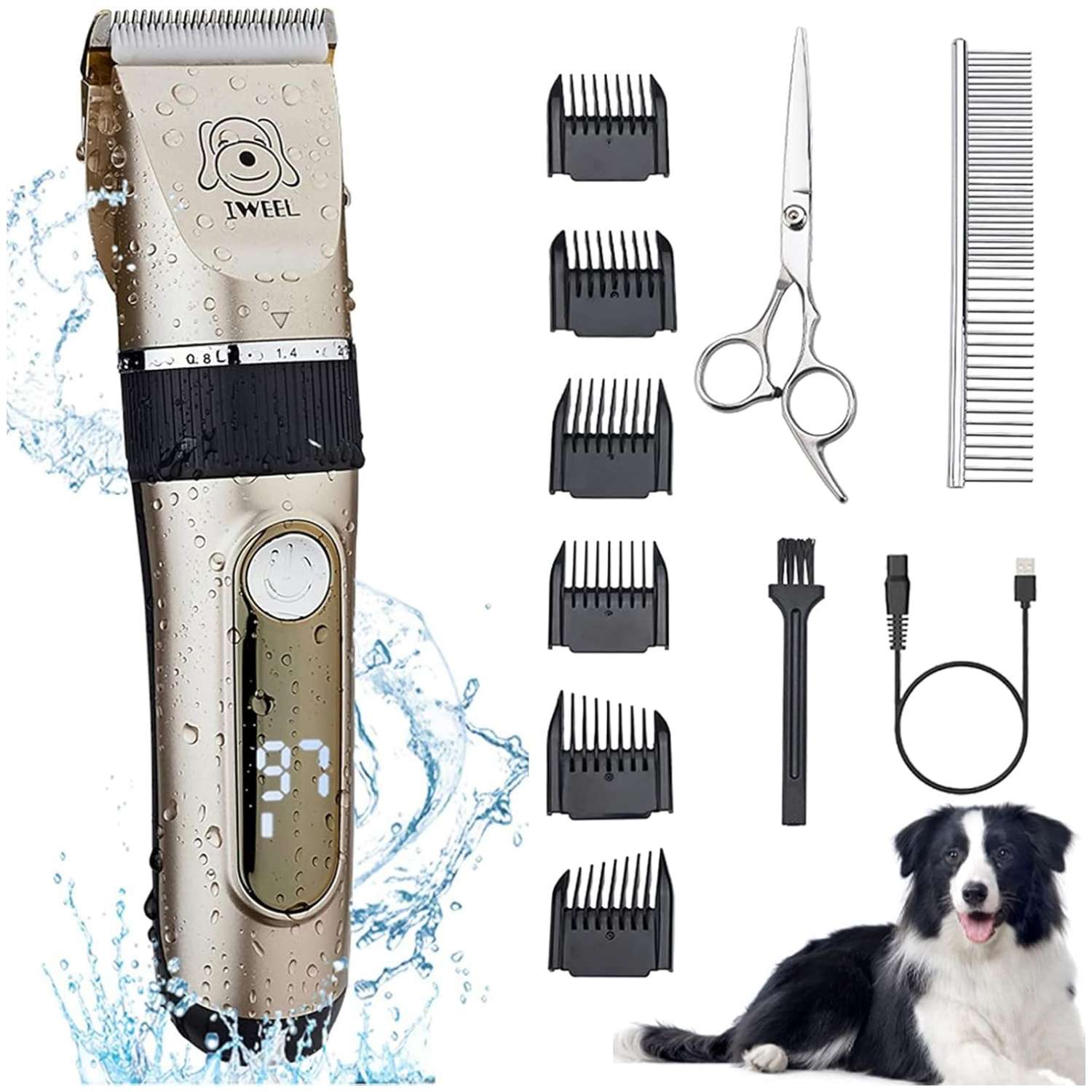 Kit de aseo para perros y gatos, silencioso, inalámbrico y recargable.