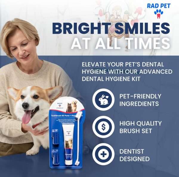 Kit de higiene dental para perros y gatos. Incluye cepillo y pasta de dientes.