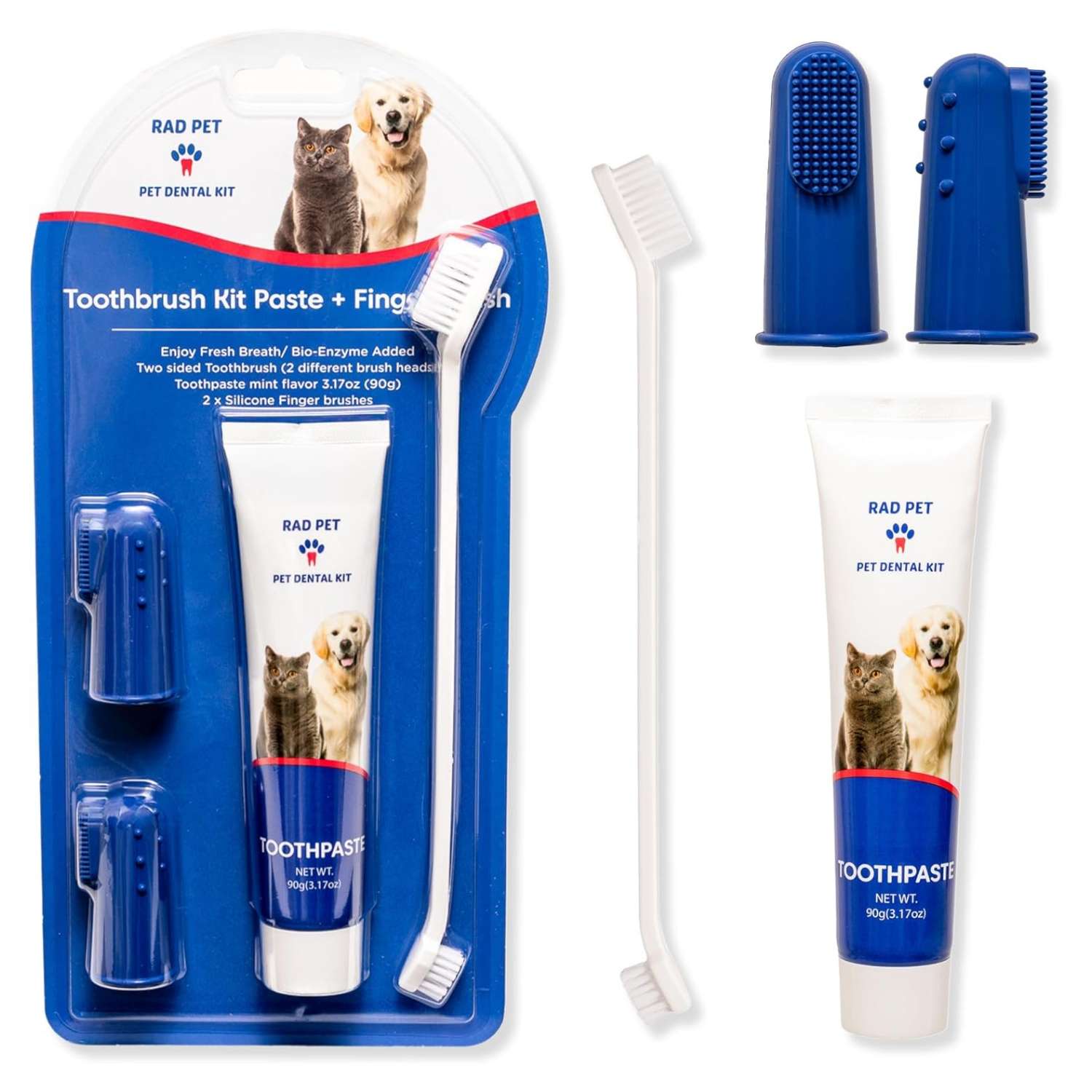 Kit de higiene dental para perros y gatos. Incluye cepillo y pasta de dientes.