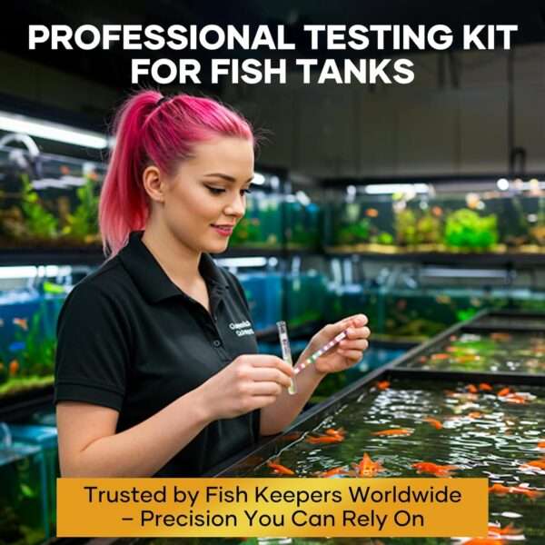 Kit de 150 tiras reactivas para acuario, mide 11 parámetros de agua, incluyendo amoníaco y nitrato.