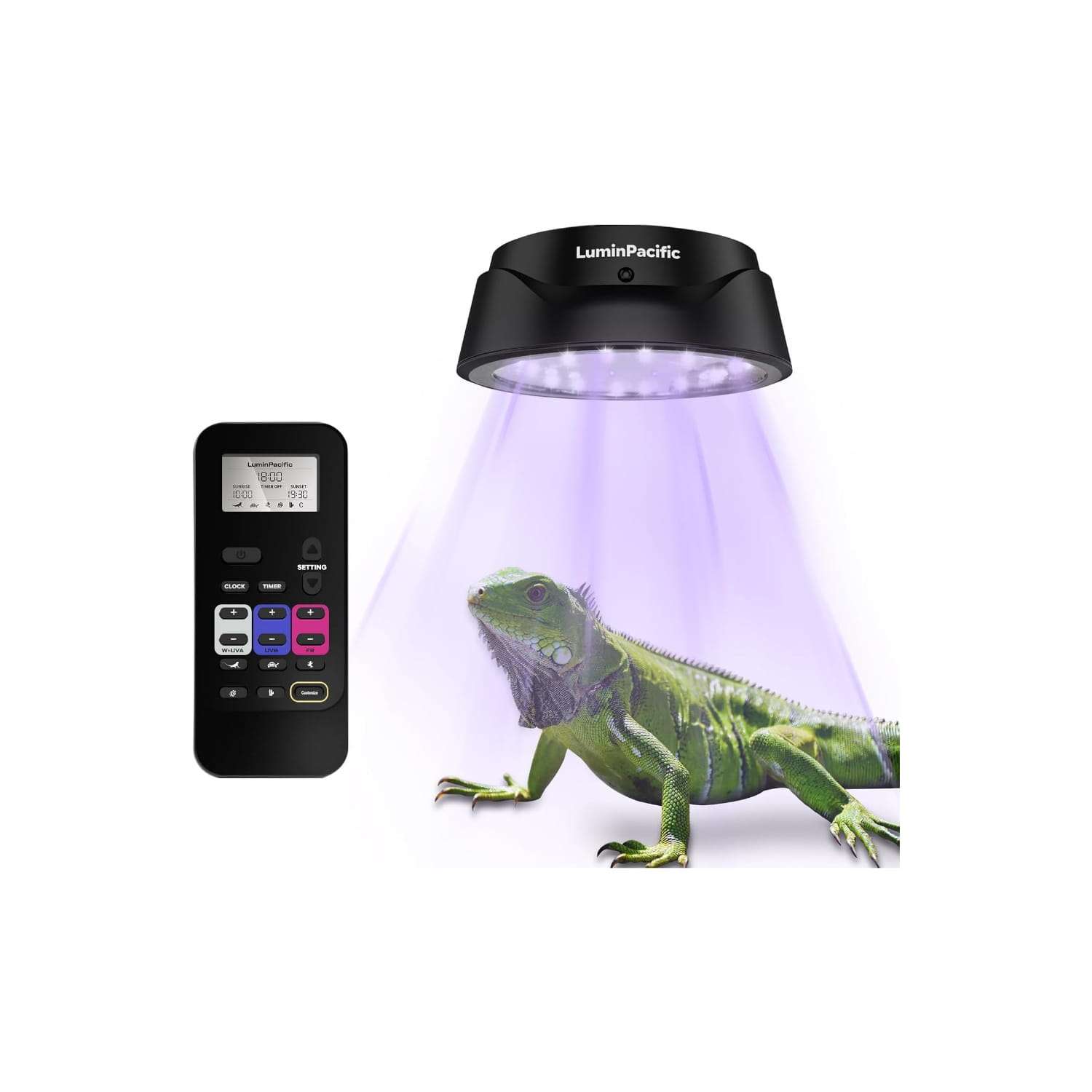 Lámpara LED UVB/UVA/FR con control remoto LCD, modos programables basados en las Zonas de Ferguson.