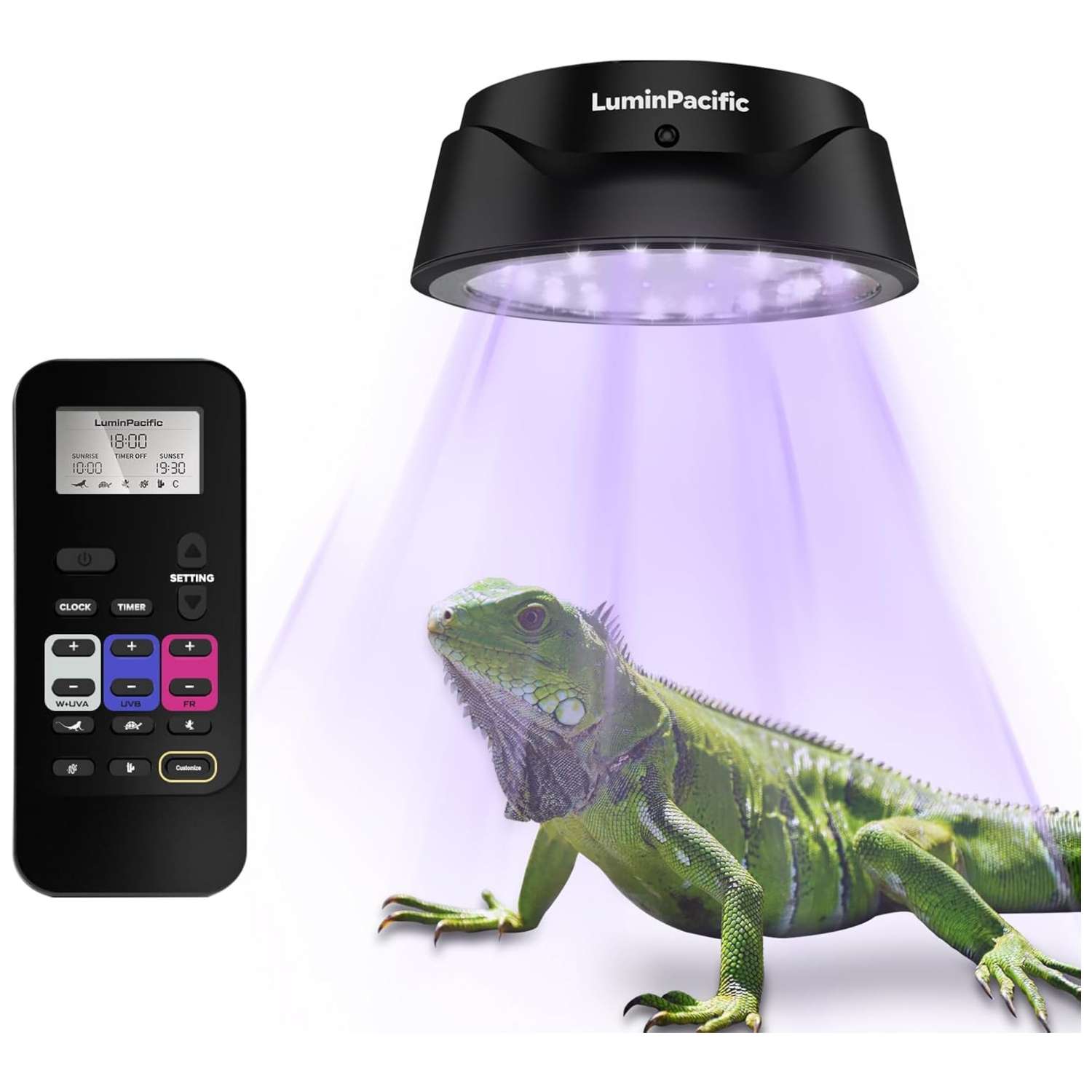 Lámpara LED UVB/UVA/FR con control remoto LCD, modos programables basados en las Zonas de Ferguson.