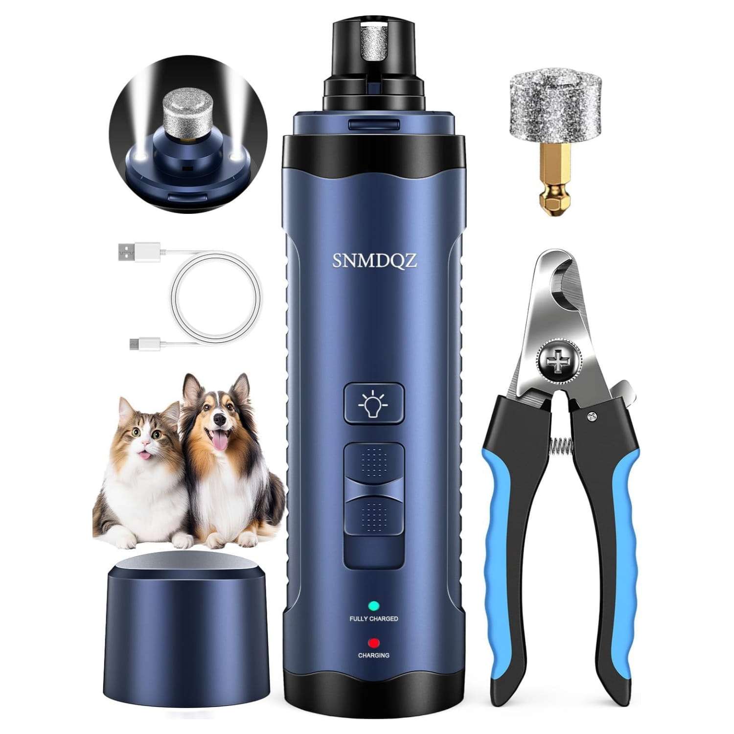 Kit de uñas 2 en 1 para perros y gatos, con molinillo eléctrico y cortaúñas.