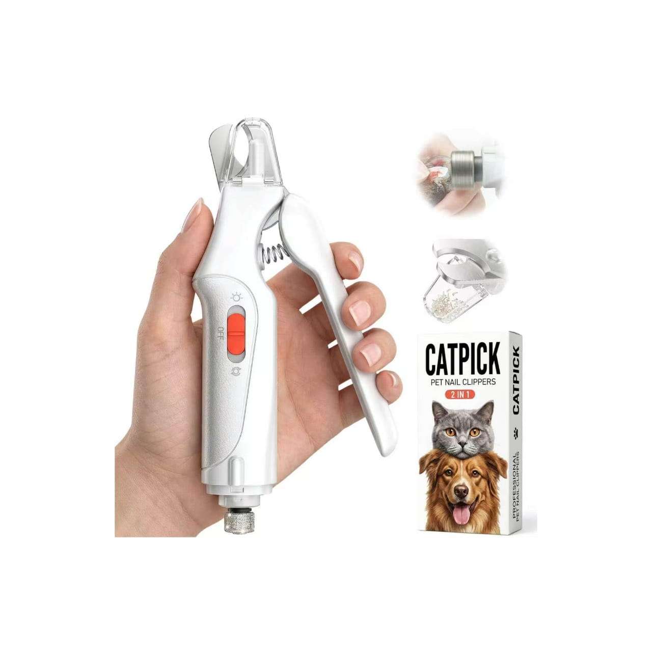 Molinillo de uñas eléctrico 2 en 1 para perros y gatos.
