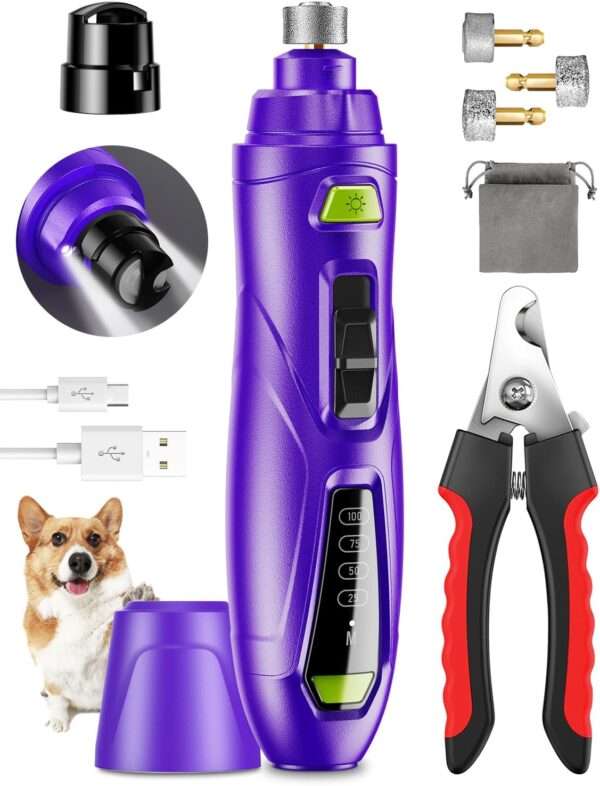 Kit de uñas 2 en 1 para perros y gatos, con molinillo eléctrico y cortaúñas.