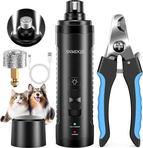Kit de uñas 2 en 1 para perros y gatos, con molinillo eléctrico y cortaúñas.