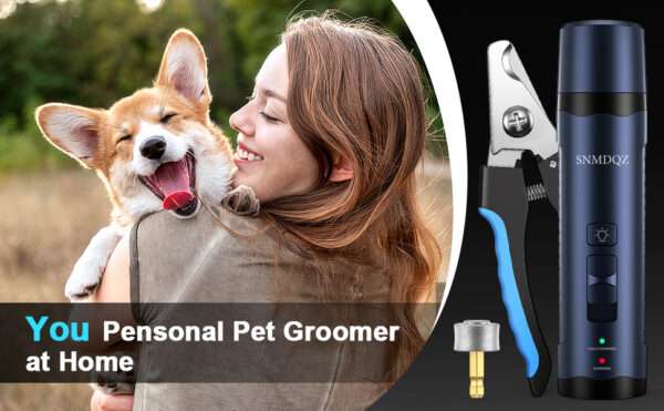 Kit de uñas 2 en 1 para perros y gatos, con molinillo eléctrico y cortaúñas.