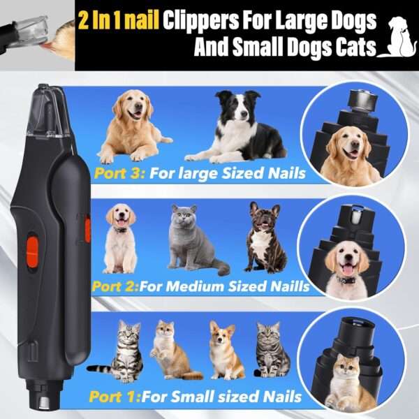 Molinillo de uñas eléctrico 2 en 1 para perros y gatos.