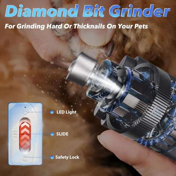 Molinillo de uñas eléctrico 2 en 1 para perros y gatos.