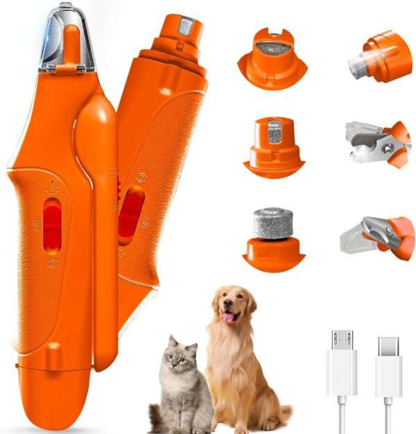 Molinillo de uñas eléctrico 2 en 1 para perros y gatos.
