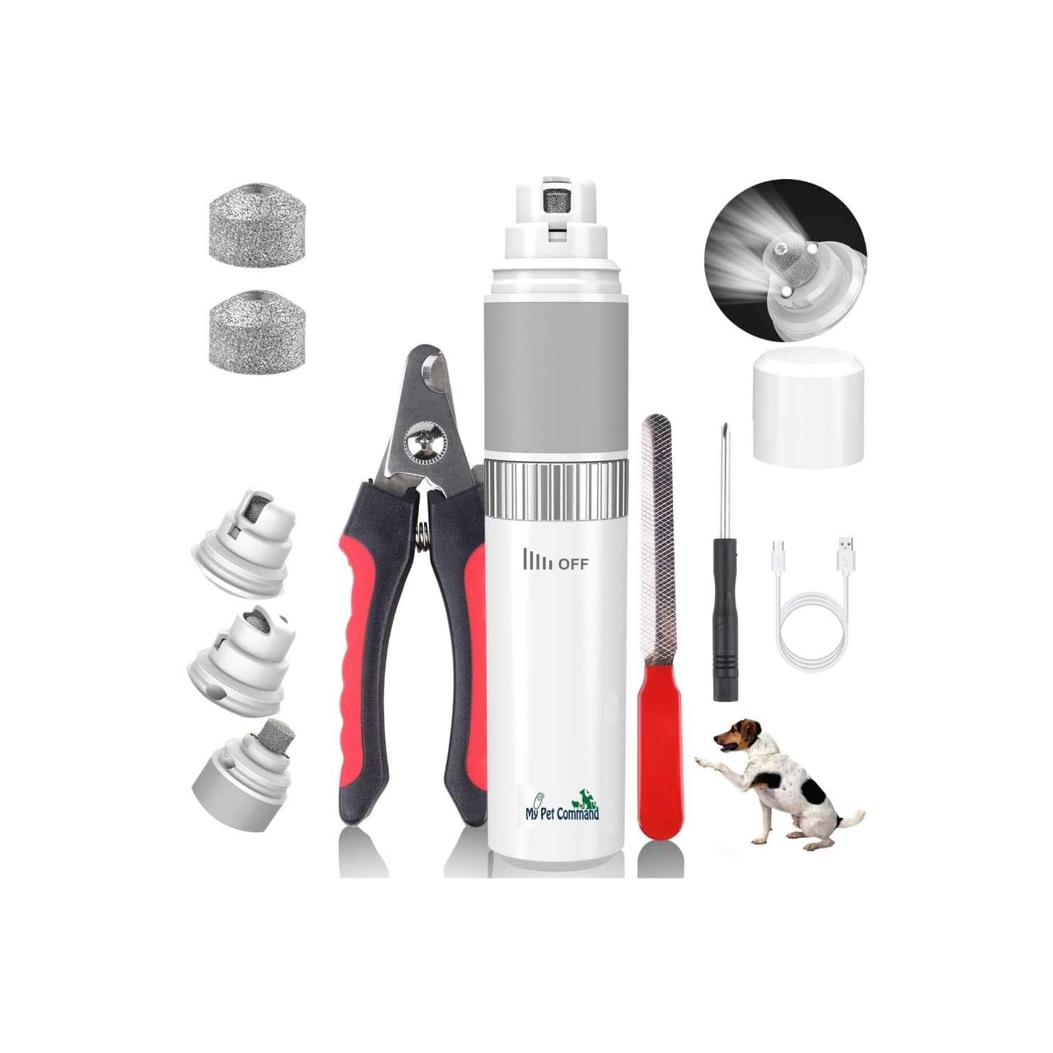 Molinillo de uñas eléctrico para perros y gatos, inalámbrico y silencioso.