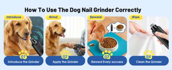 Molinillo de uñas eléctrico para perros y gatos, inalámbrico y silencioso.