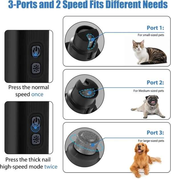Molinillo de uñas eléctrico para perros y gatos, inalámbrico y silencioso.