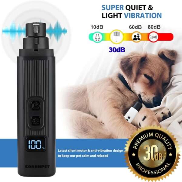 Molinillo de uñas eléctrico para perros y gatos, inalámbrico y silencioso.