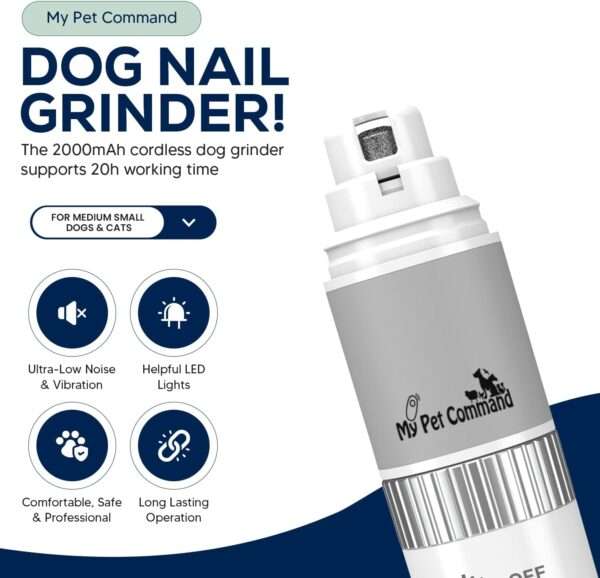 Molinillo de uñas eléctrico para perros y gatos, inalámbrico y silencioso.