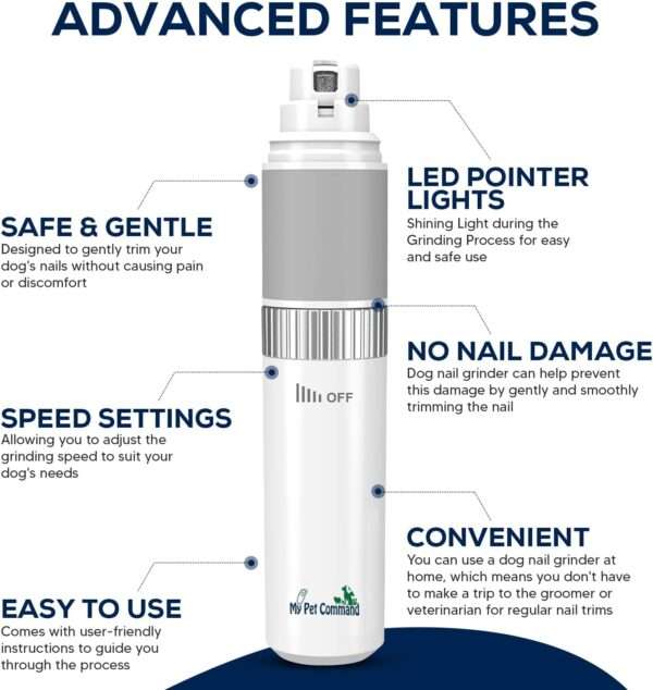 Molinillo de uñas eléctrico para perros y gatos, inalámbrico y silencioso.