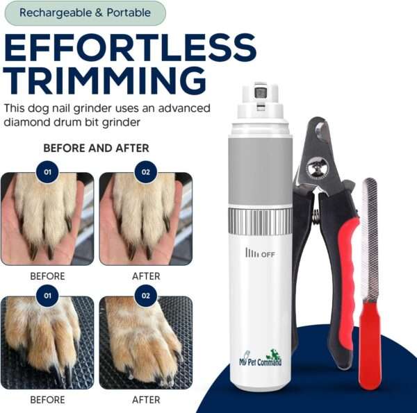 Molinillo de uñas eléctrico para perros y gatos, inalámbrico y silencioso.