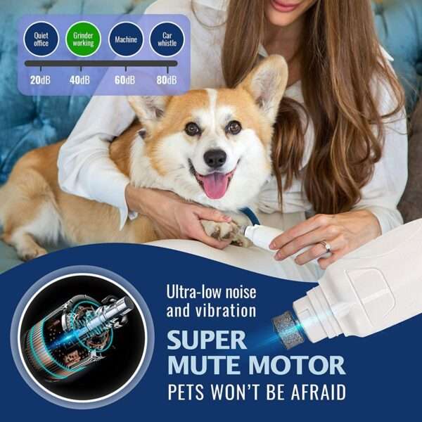 Molinillo de uñas eléctrico para perros y gatos, profesional y recargable.