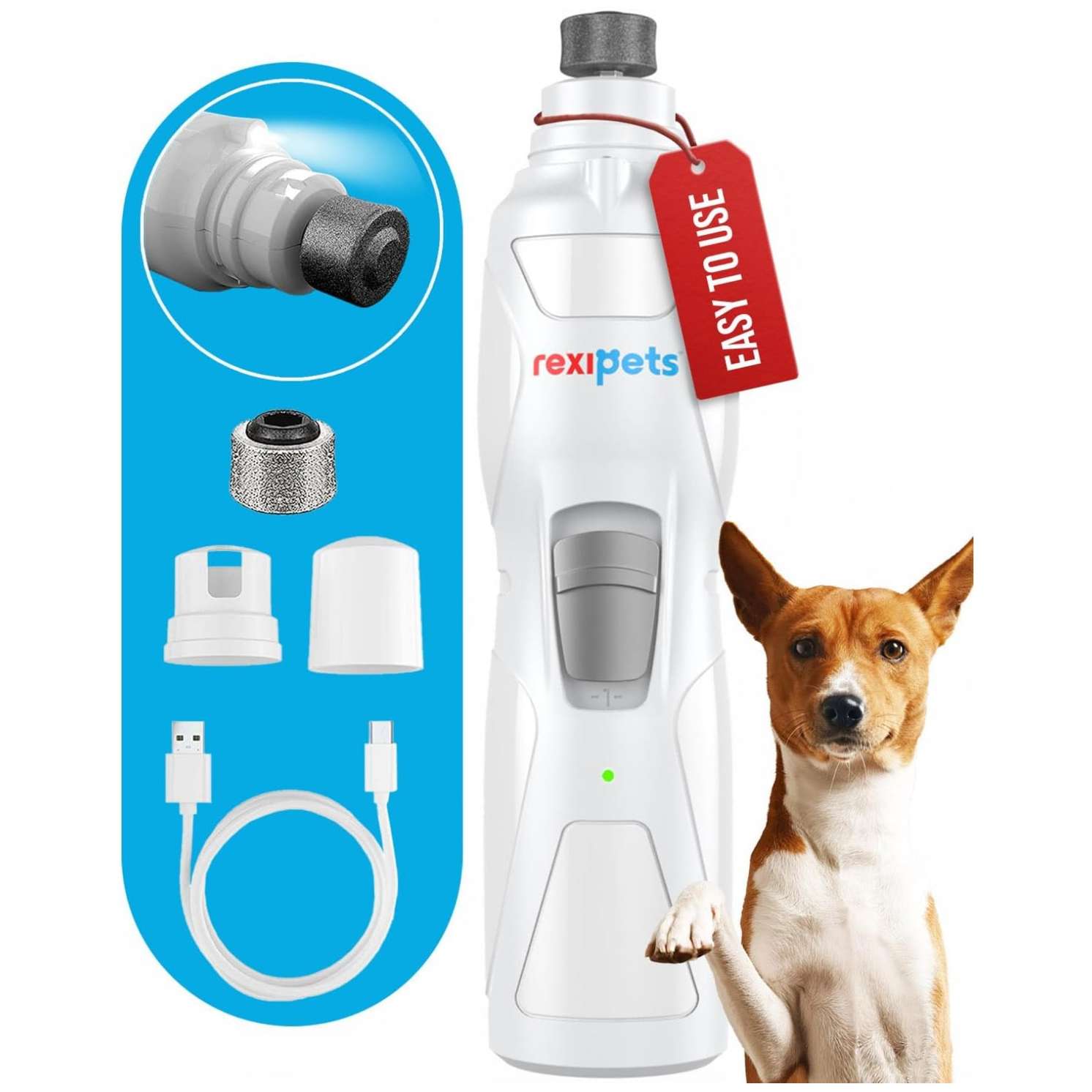 Molinillo de uñas eléctrico para perros y gatos, profesional y recargable.