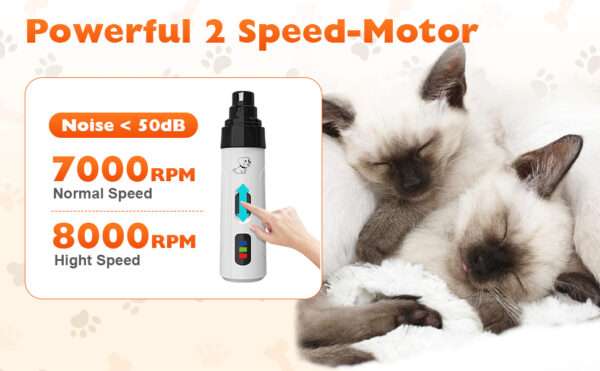 Molinillo de uñas eléctrico para perros y gatos, recargable.
