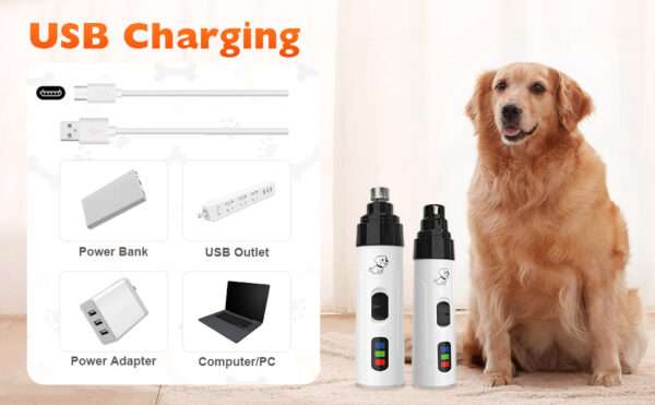 Molinillo de uñas eléctrico para perros y gatos, recargable.