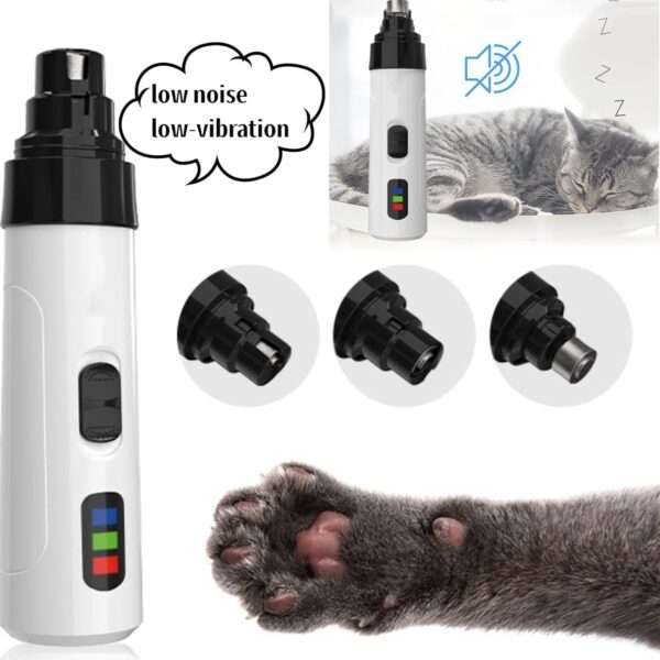 Molinillo de uñas eléctrico para perros y gatos, recargable.