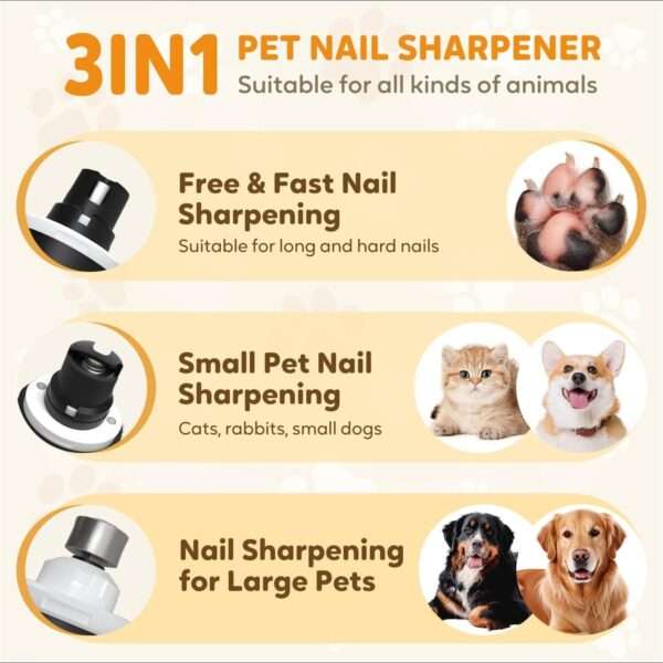 Molinillo de uñas eléctrico para perros y gatos, recargable.