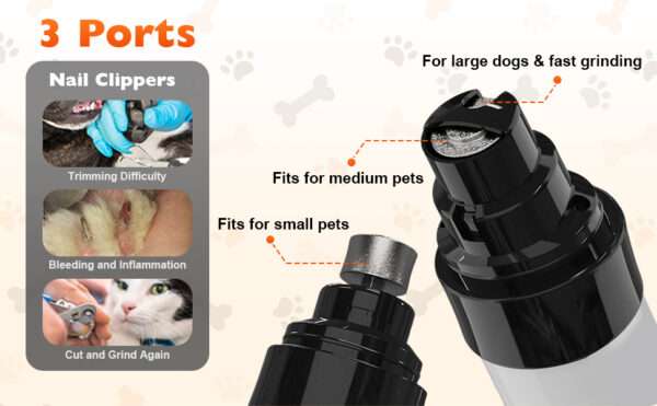 Molinillo de uñas eléctrico para perros y gatos, recargable.
