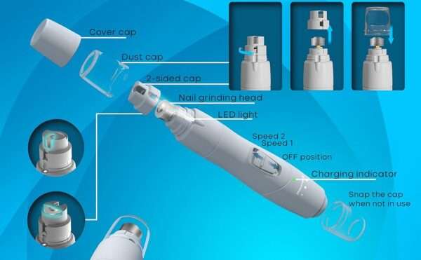 Molinillo de uñas eléctrico para perros y gatos, con luz LED.
