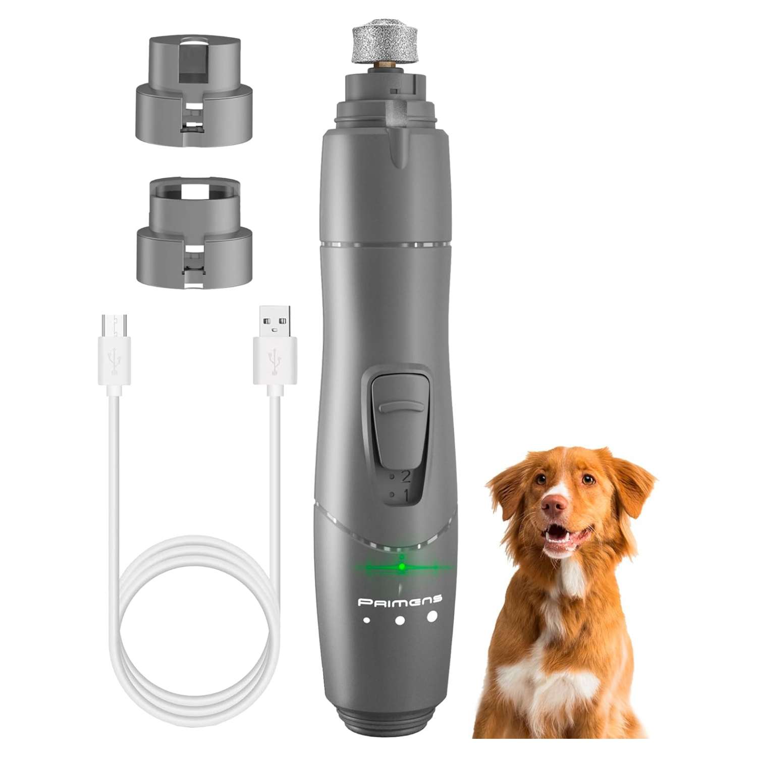 Molinillo de uñas eléctrico para perros y gatos, con luz LED.