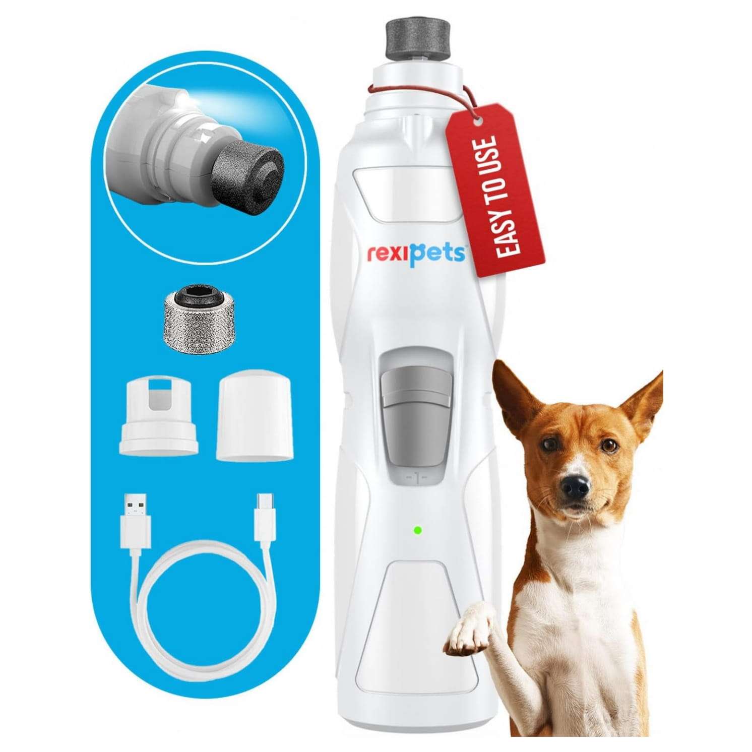 Molinillo de uñas eléctrico para perros y gatos, profesional y recargable.