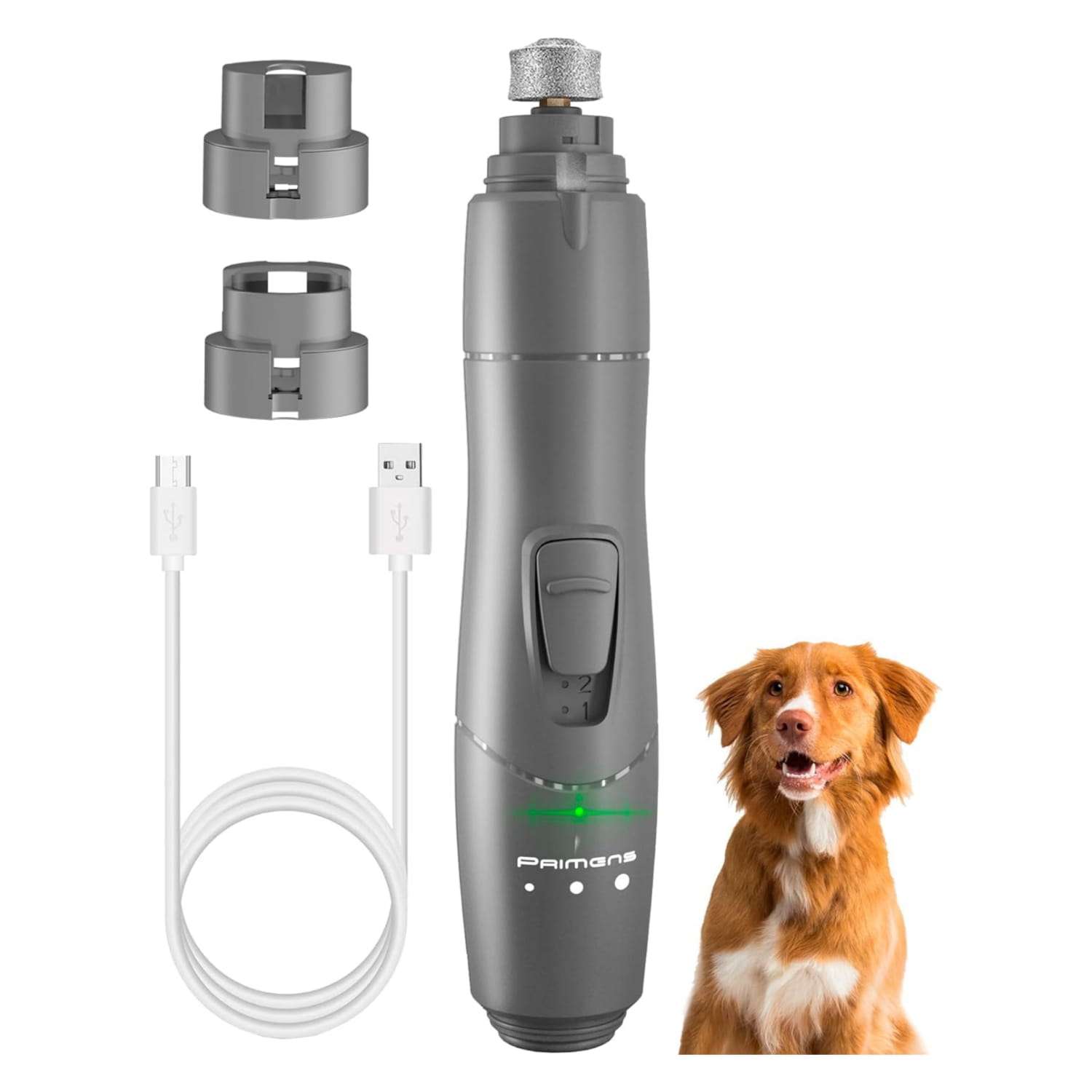 Molinillo de uñas eléctrico para perros y gatos, con luz LED.
