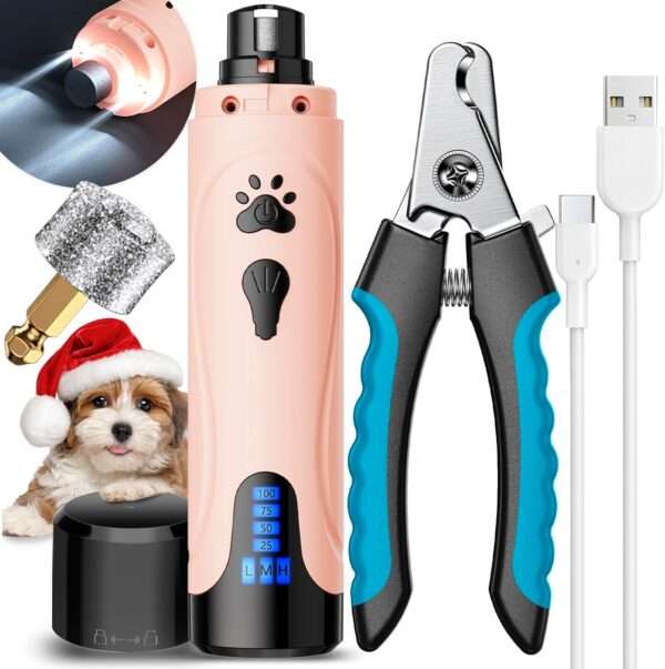 Molinillo de uñas eléctrico para perros, inalámbrico y recargable.